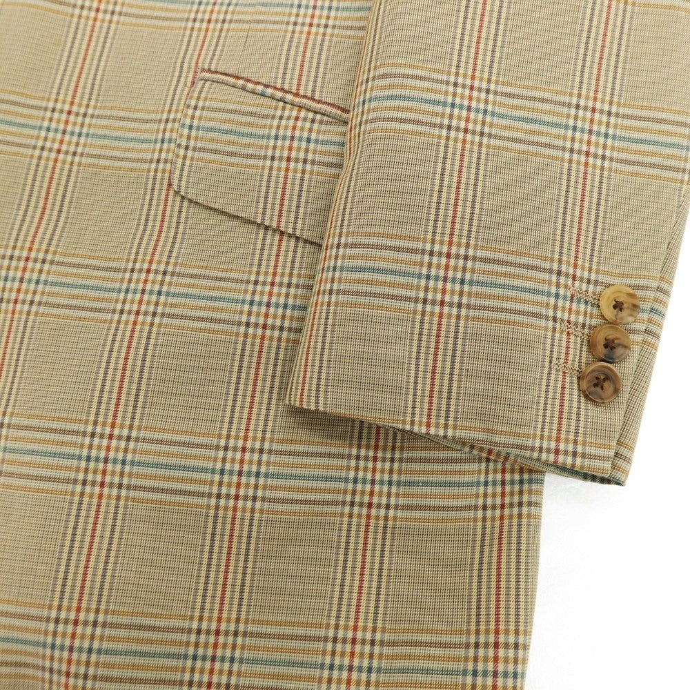 【中古】バタクハウスカット batak house cut コットン チェック 2B テーラードジャケット ダークベージュxマルチカラー【 表記なし(M位) 】【 状態ランクC 】【 メンズ 】