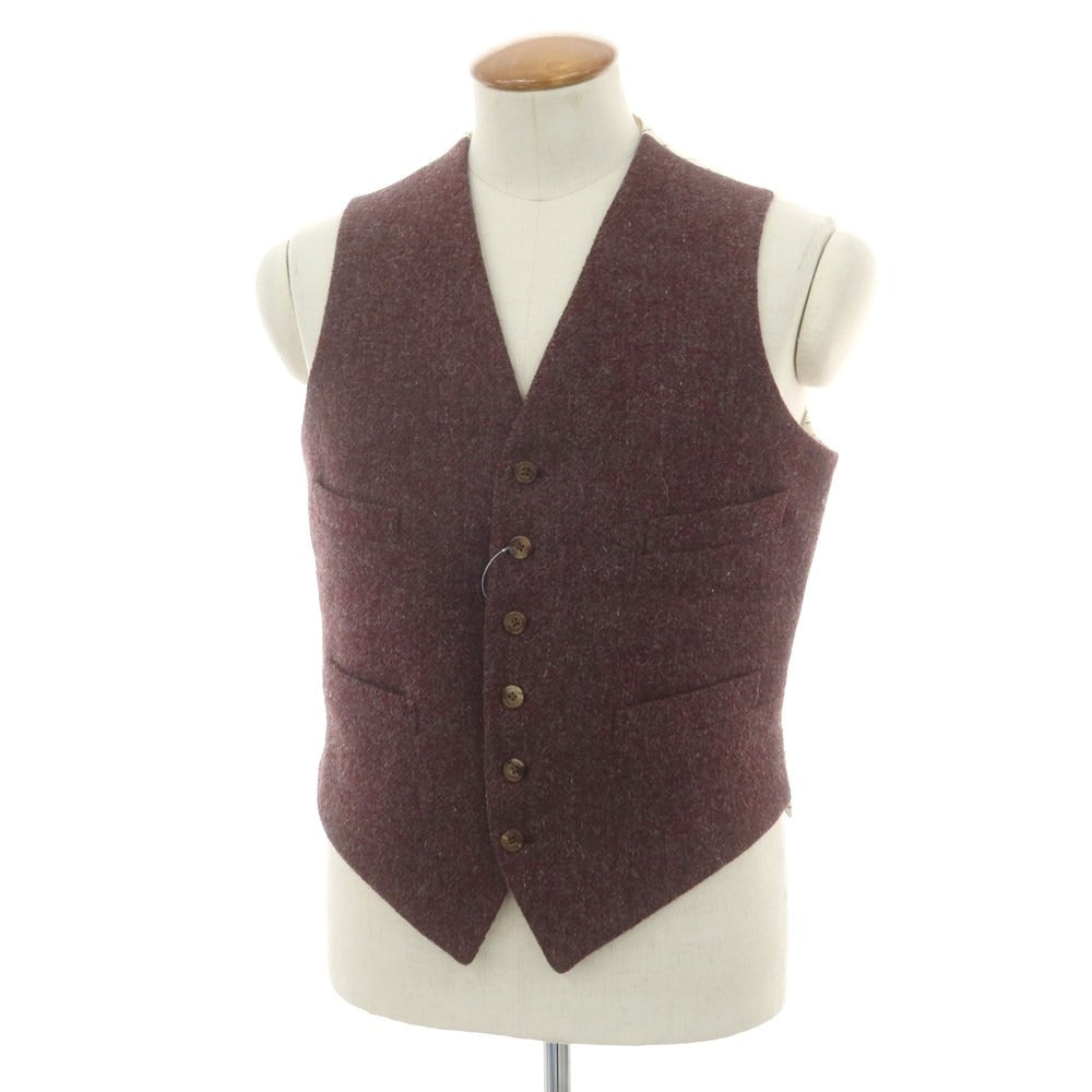 【中古】バタクハウスカット batak house cut ハリスツイード カジュアル系ジレ ボルドー【 サイズ表記なし(M位) 】【 状態ランクB 】【 メンズ 】