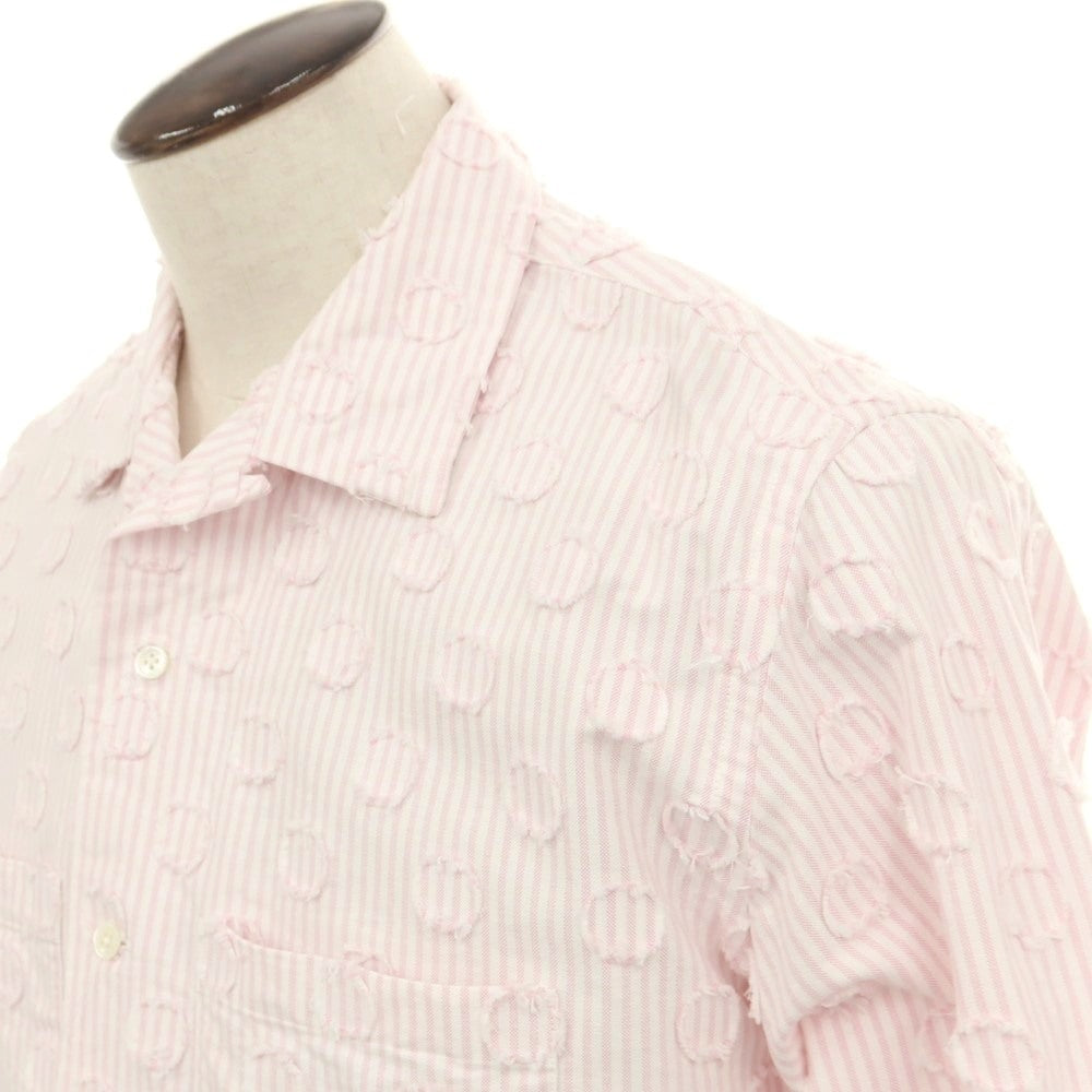 【中古】ビームスプラス BEAMS PLUS 2025年秋冬 バーンアウトドット キャンディストライプ オープンカラー カジュアルシャツ ピンクxホワイト【 L 】【 状態ランクA 】【 メンズ 】