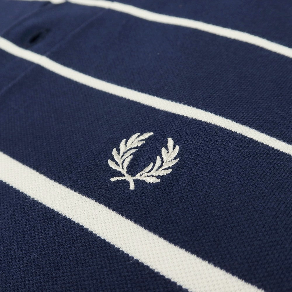 【中古】フレッドペリー FRED PERRY BEAMS別注 コットン ボーダー 半袖ポロシャツ ネイビーxオフホワイト【サイズL】【 状態ランクB 】【 メンズ 】