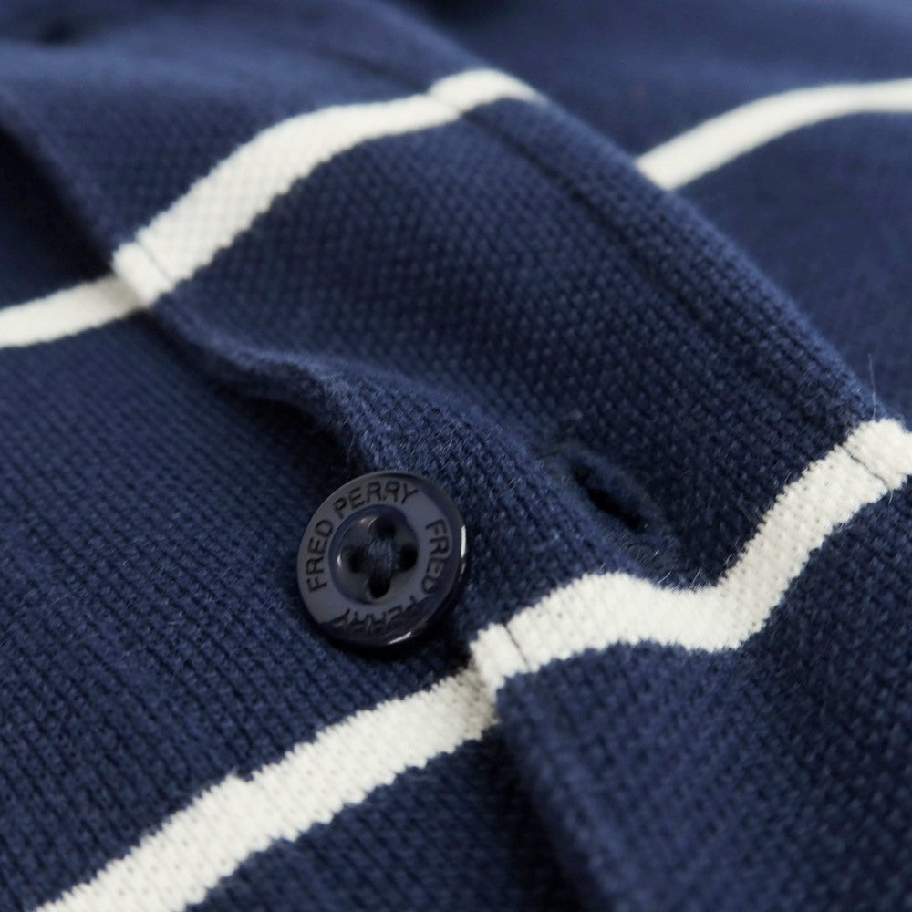 【中古】フレッドペリー FRED PERRY BEAMS別注 コットン ボーダー 半袖ポロシャツ ネイビーxオフホワイト【サイズL】【 状態ランクB 】【 メンズ 】