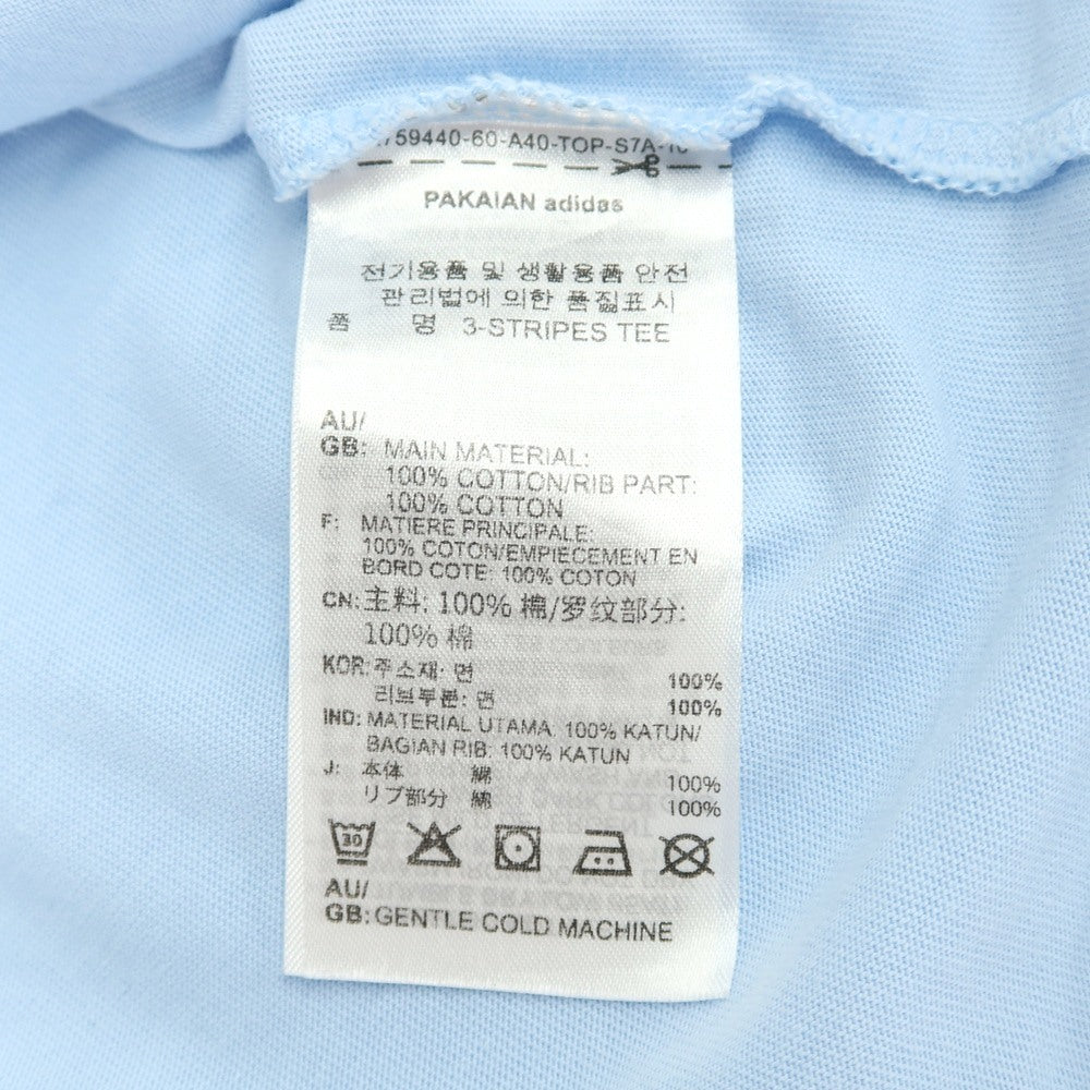 【中古】アディダス adidas コットン クルーネック 半袖Tシャツ ライトブルーxネイビー【サイズJPN:S】【 状態ランクB 】【 メンズ 】