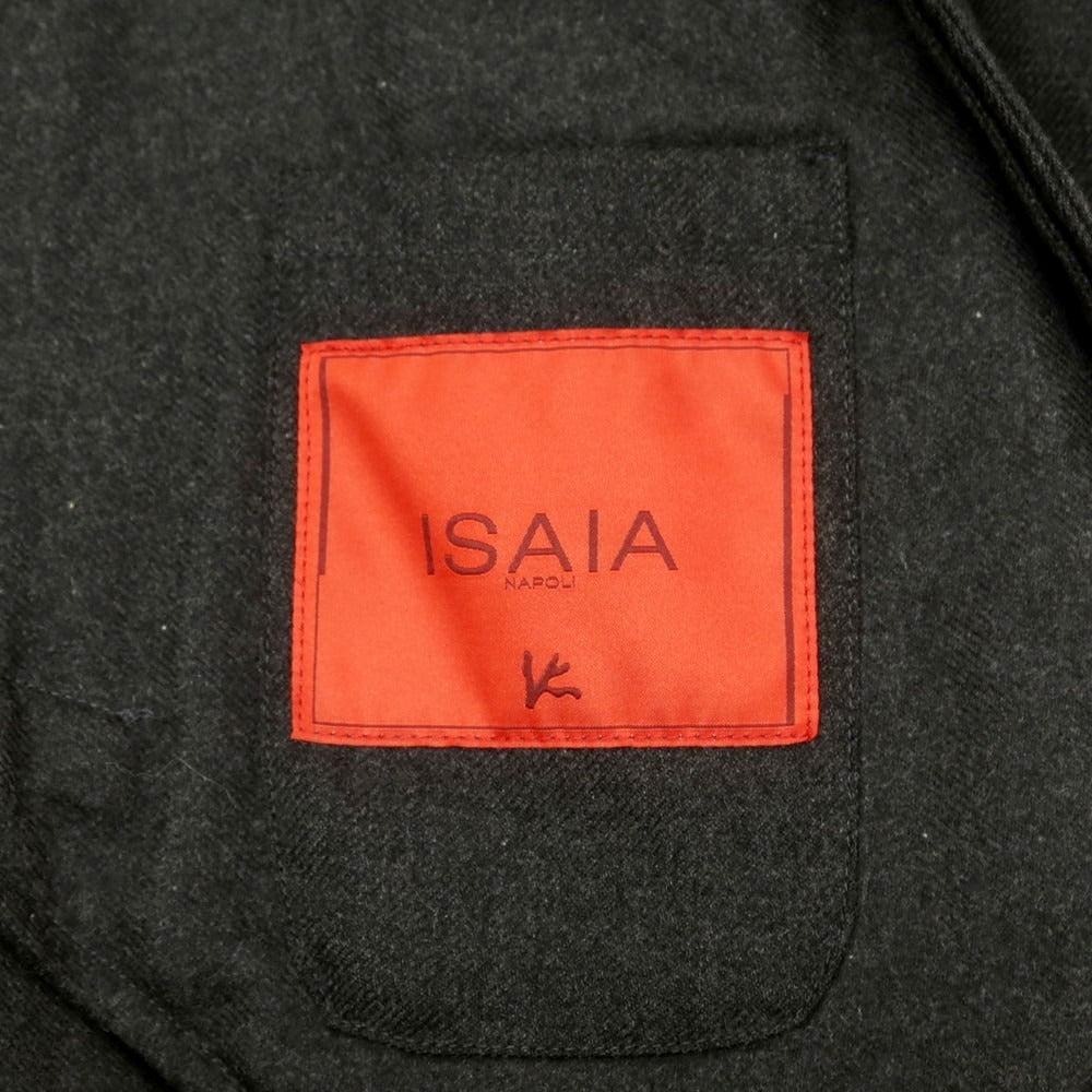 【中古】イザイア ISAIA カシミヤ ステンカラーコート チャコールグレー【 48 】【 状態ランクB 】【 メンズ 】