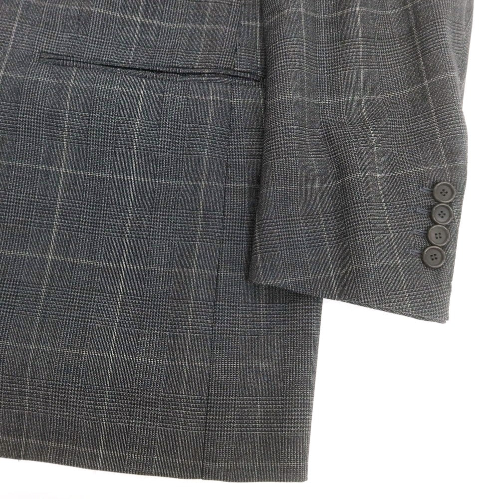 【中古】チェーザレ アットリーニ Cesare Attolini ウール チェック 3つボタンスーツ グレーxライトグレー【 上46/下44 】【 状態ランクB 】【 メンズ 】