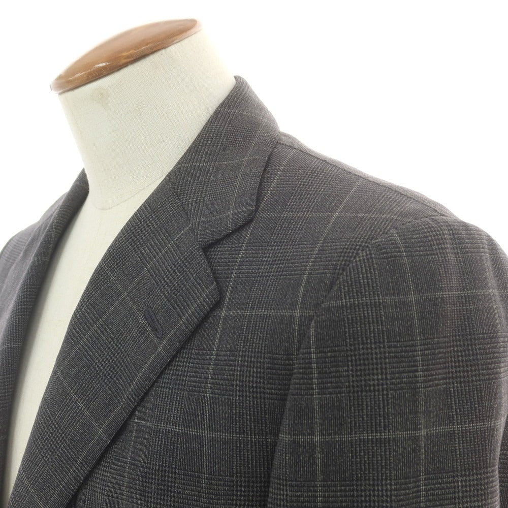 【中古】チェーザレ アットリーニ Cesare Attolini ウール チェック 3つボタンスーツ グレーxライトグレー【 上46/下44 】【 状態ランクB 】【 メンズ 】