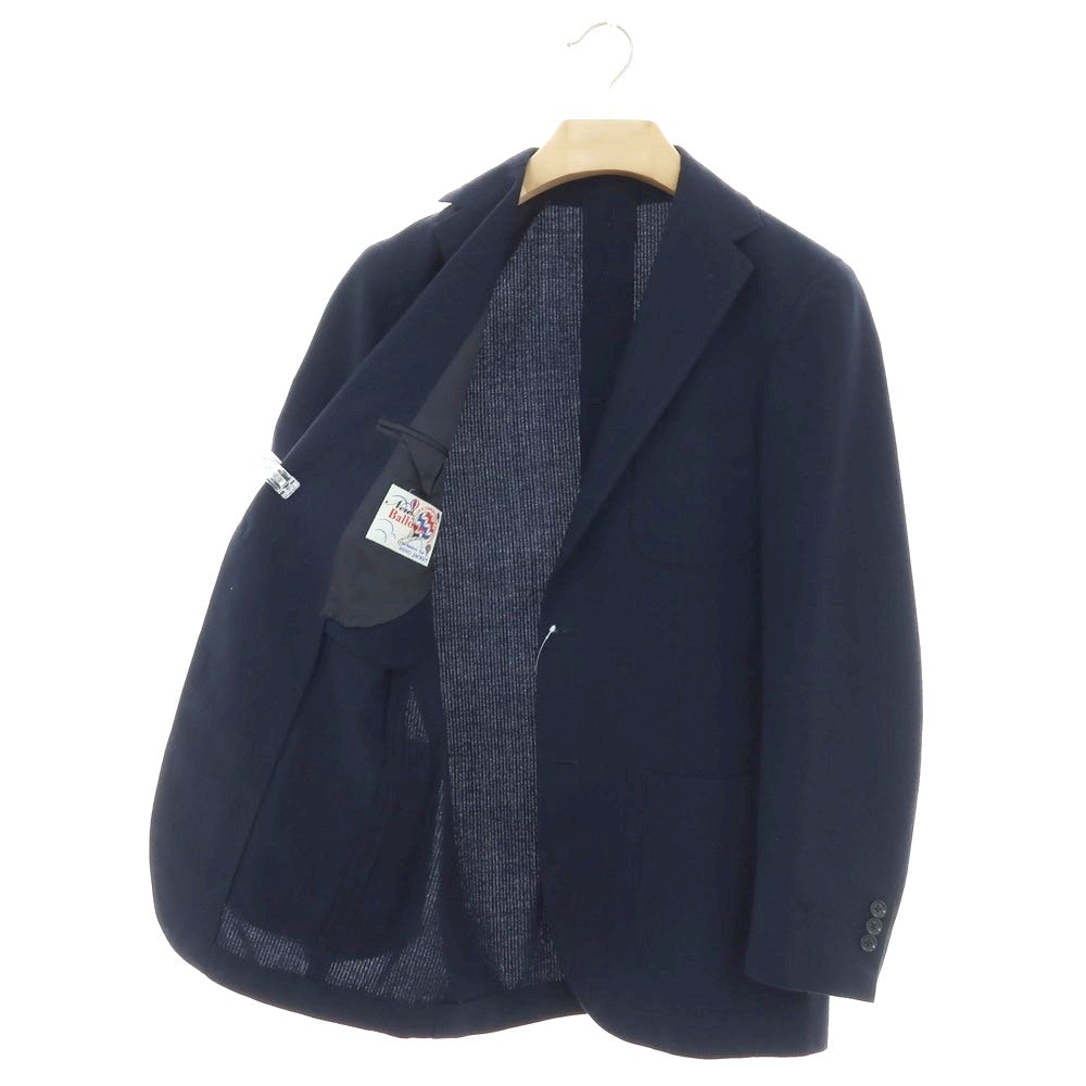 【中古】リングヂャケット RING JACKET New Balloon ストレッチ コットンウール チェック 2B テーラードジャケット ライトネイビーxブラック【 46 】【 状態ランクB 】【 メンズ 】