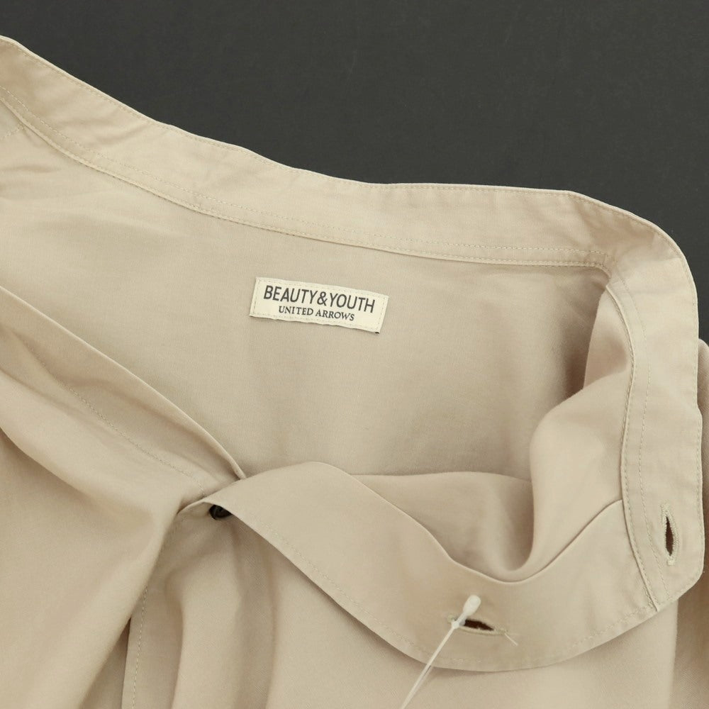 【中古】ビューティアンドユースユナイテッドアローズ BEAUTY&YOUTH UNITED ARROWS セルロースコットン バンドカラー 半袖シャツ グレージュ【サイズM】【 状態ランクC 】【 メンズ 】