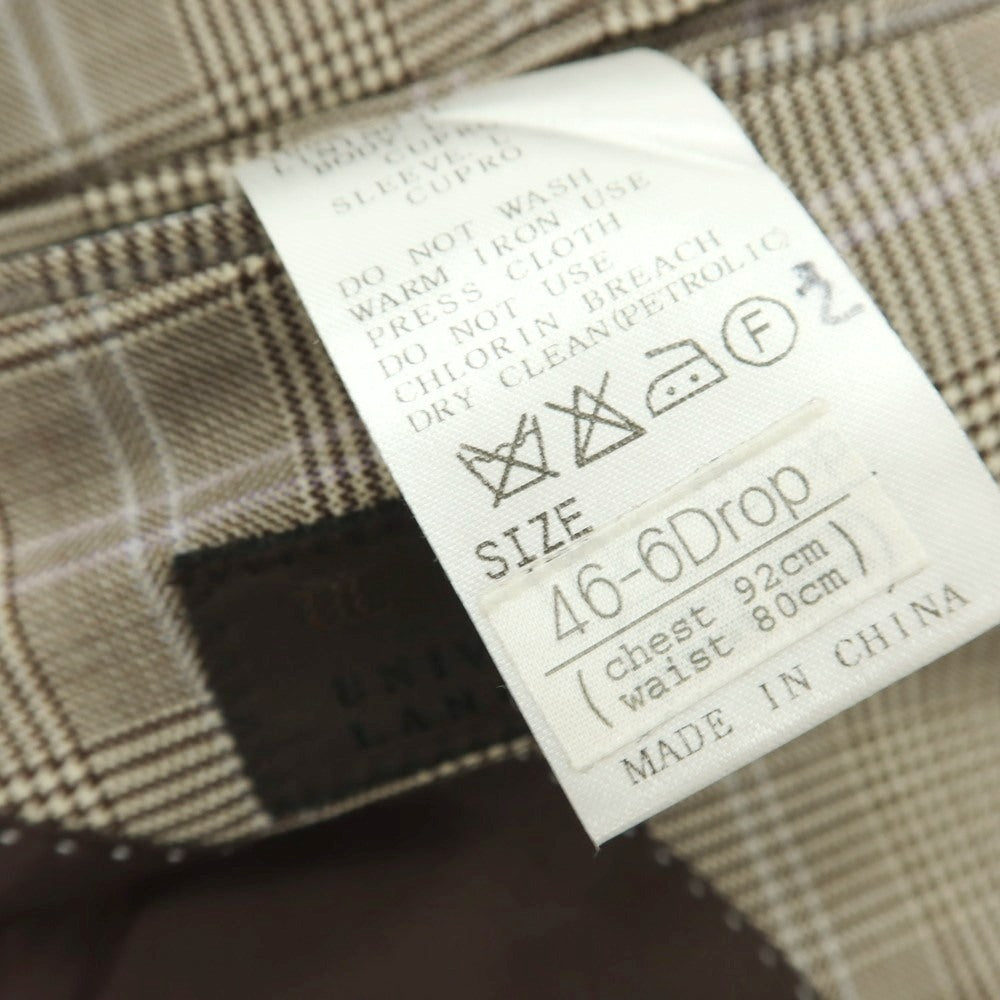 【中古】ユニバーサルランゲージ UNIVERSAL LANGUAGE SUPER120’S ウール グレンチェック 2B テーラードジャケット ブラウン系【 46 】【 状態ランクC 】【 メンズ 】