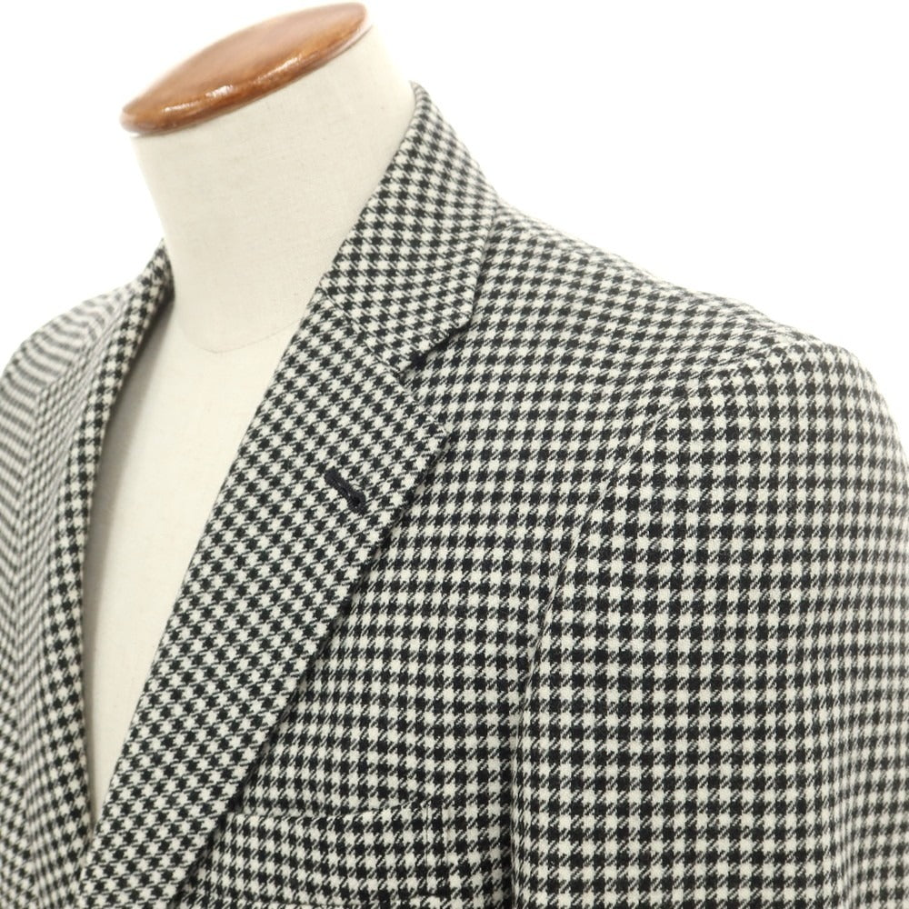 【中古】ミツミネ Mitsumine ウールカシミヤ チェック 2B テーラードジャケット ブラックxホワイト【 92A5 】【 状態ランクB 】【 メンズ 】