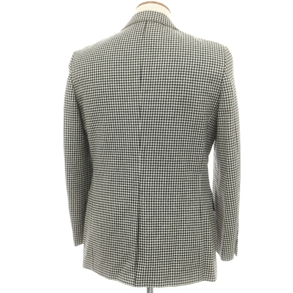 【中古】ミツミネ Mitsumine ウールカシミヤ チェック 2B テーラードジャケット ブラックxホワイト【 92A5 】【 状態ランクB 】【 メンズ 】