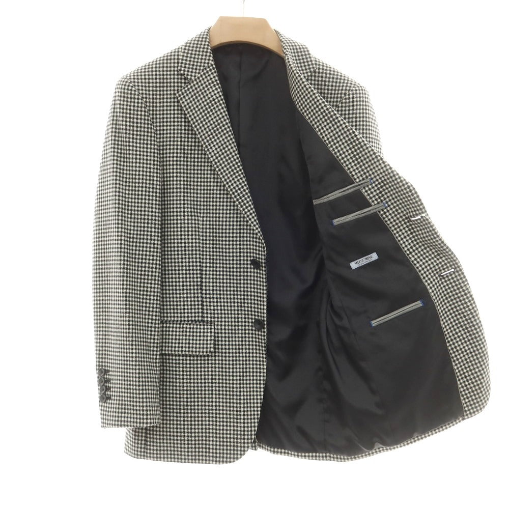 【中古】ミツミネ Mitsumine ウールカシミヤ チェック 2B テーラードジャケット ブラックxホワイト【 92A5 】【 状態ランクB 】【 メンズ 】