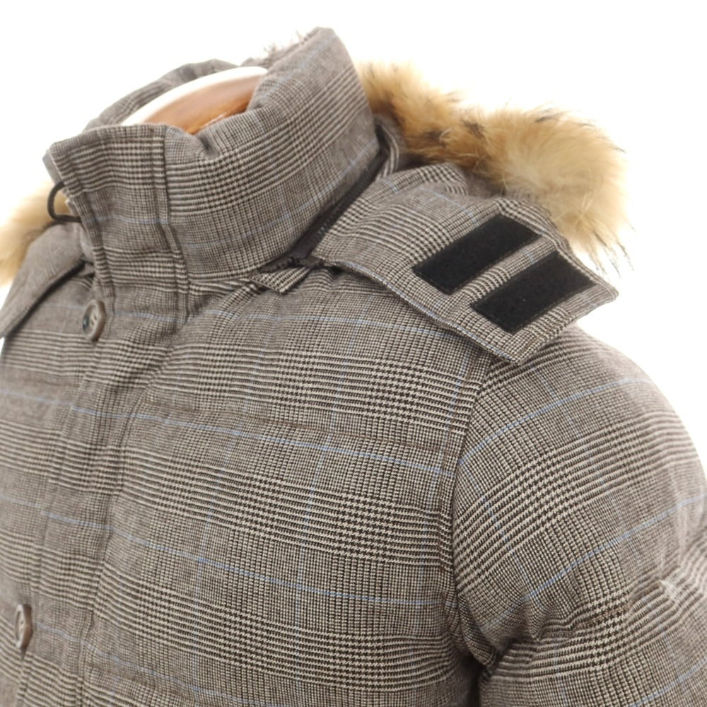 【中古】ミツミネ Mitsumine ウールコットン チェック ダウンジャケット ブラウン系【 M 】【 状態ランクB 】【 メンズ 】