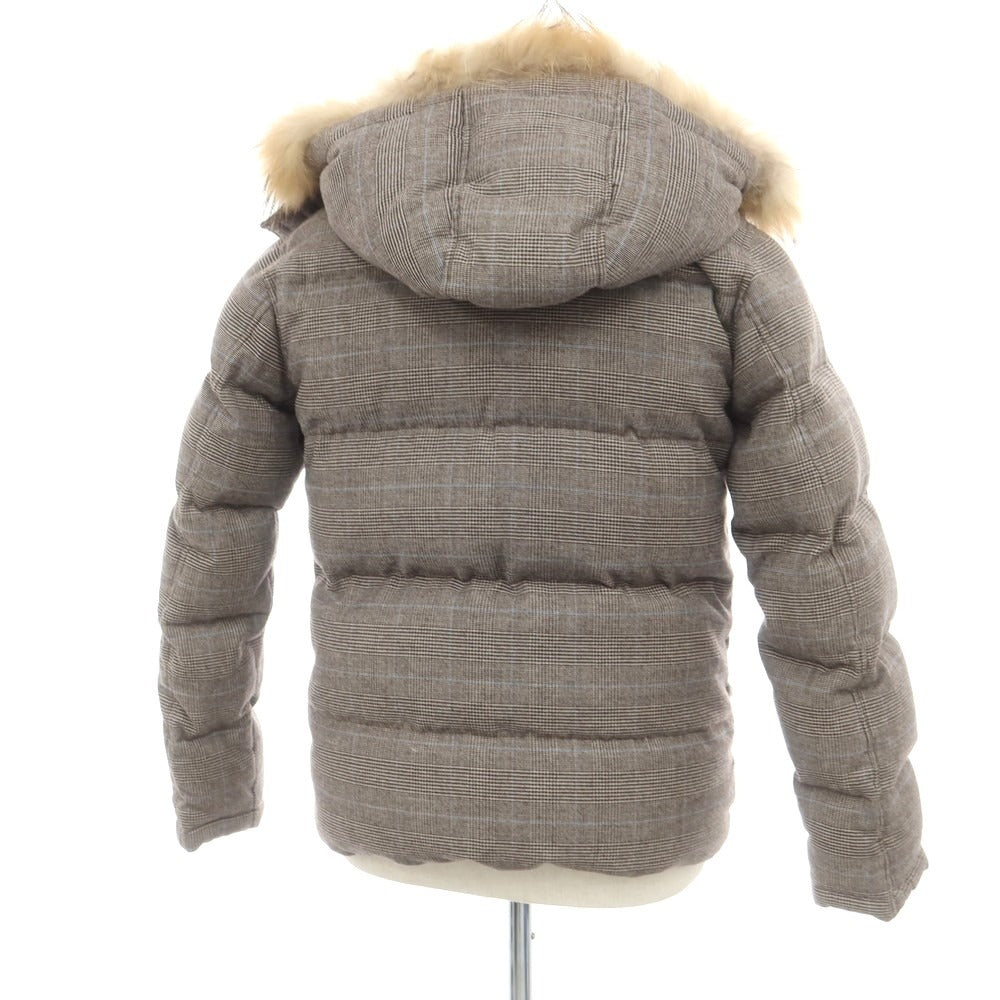 【中古】ミツミネ Mitsumine ウールコットン チェック ダウンジャケット ブラウン系【 M 】【 状態ランクB 】【 メンズ 】