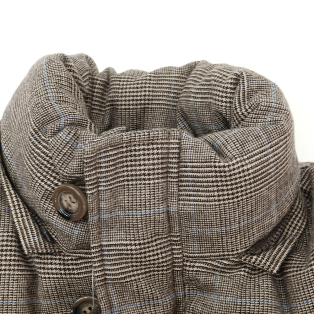 【中古】ミツミネ Mitsumine ウールコットン チェック ダウンジャケット ブラウン系【 M 】【 状態ランクB 】【 メンズ 】