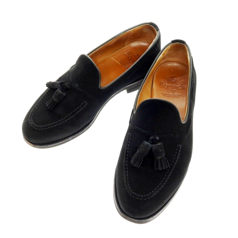 【中古】バーウィック BERWICK スエード タッセルローファー ブラック【 6 1/2 】【 状態ランクB 】【 メンズ 】