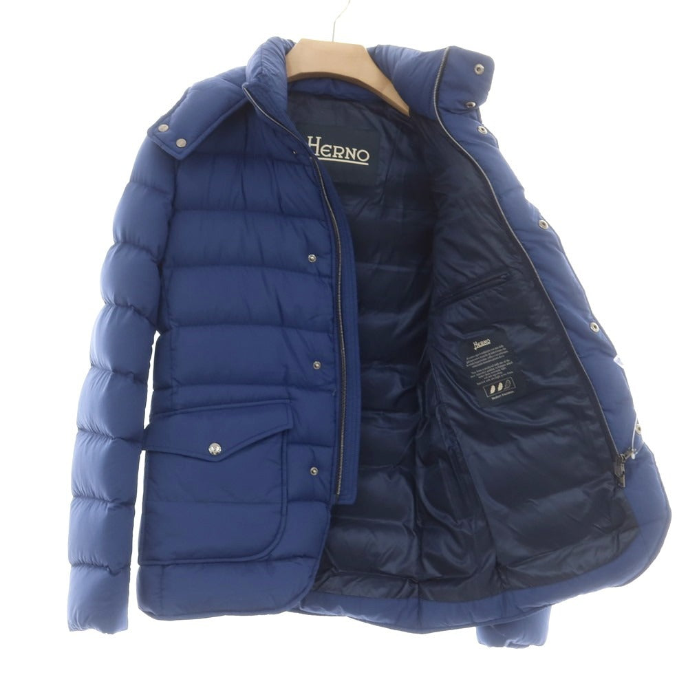 【中古】ヘルノ Herno ナイロン ダウンジャケット ネイビーブルー【 44 】【 状態ランクC 】【 メンズ 】