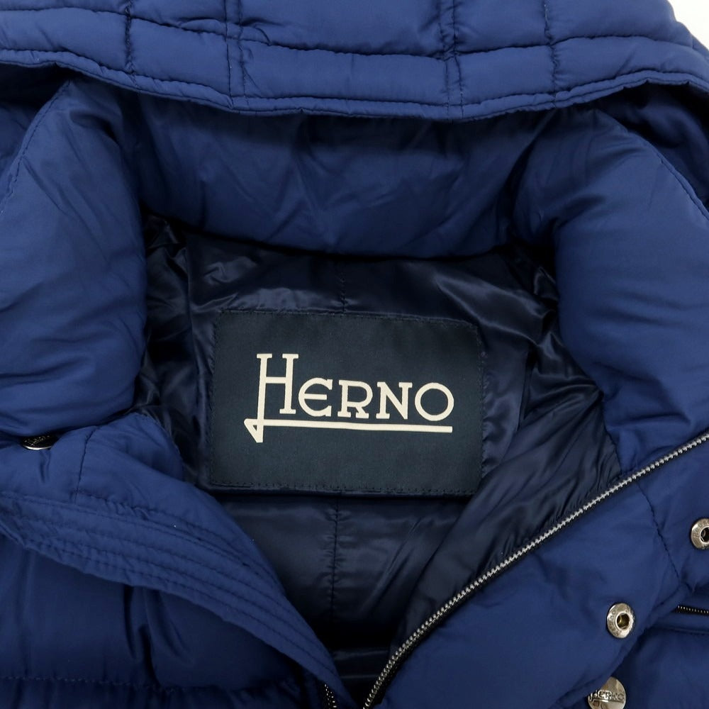 【中古】ヘルノ Herno ナイロン ダウンジャケット ネイビーブルー【 44 】【 状態ランクC 】【 メンズ 】