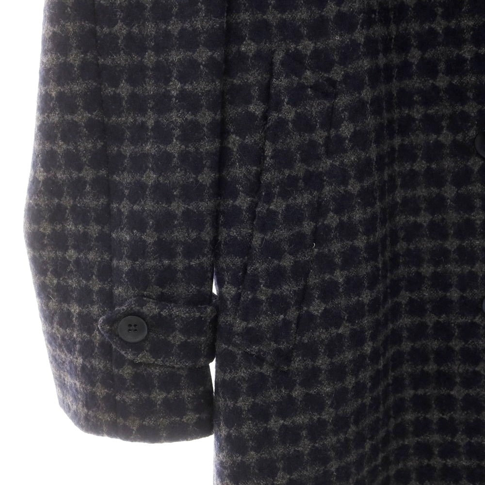 【中古】エルネスト ernesto GFB ウールナイロン チェック チェスターフィールドコート ネイビー【 44 】【 状態ランクB 】【 メンズ 】