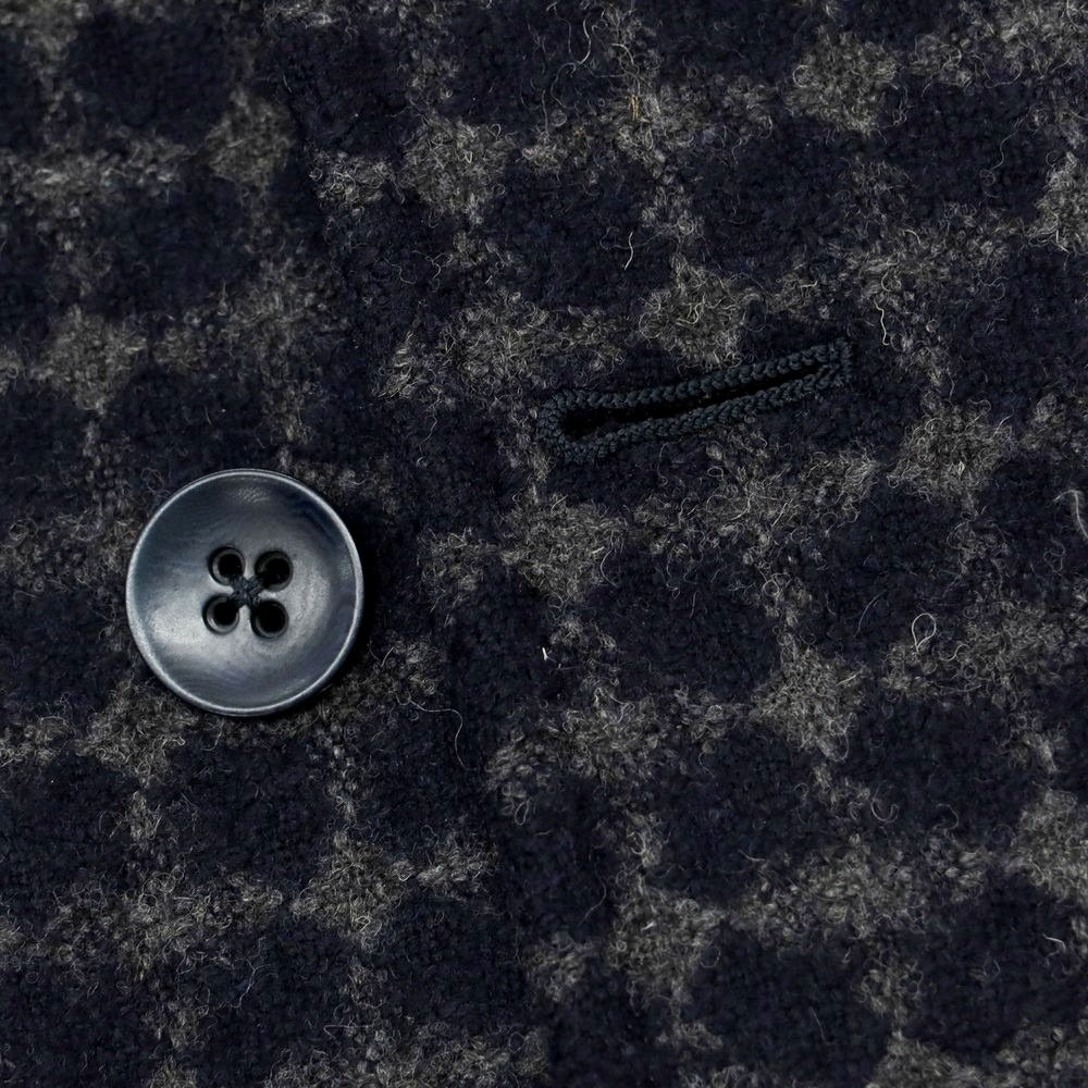 【中古】エルネスト ernesto GFB ウールナイロン チェック チェスターフィールドコート ネイビー【 44 】【 状態ランクB 】【 メンズ 】