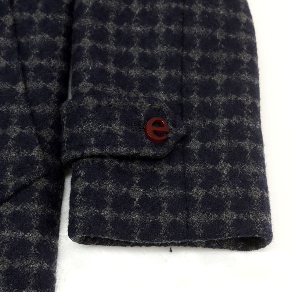 【中古】エルネスト ernesto GFB ウールナイロン チェック チェスターフィールドコート ネイビー【 44 】【 状態ランクB 】【 メンズ 】