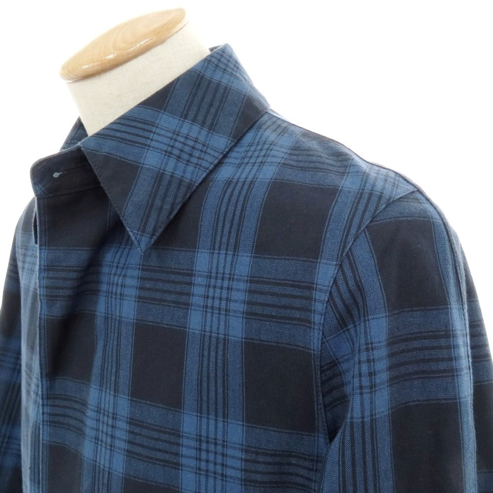 【中古】ヴァルスター Valstar リネンコットン チェック ステンカラーコート ネイビー【 44 】【 状態ランクD 】【 メンズ 】