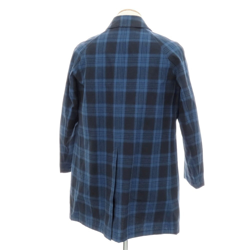 【中古】ヴァルスター Valstar リネンコットン チェック ステンカラーコート ネイビー【 44 】【 状態ランクD 】【 メンズ 】