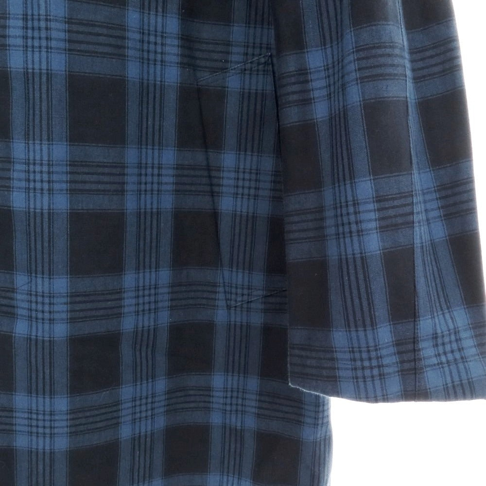 【中古】ヴァルスター Valstar リネンコットン チェック ステンカラーコート ネイビー【 44 】【 状態ランクD 】【 メンズ 】