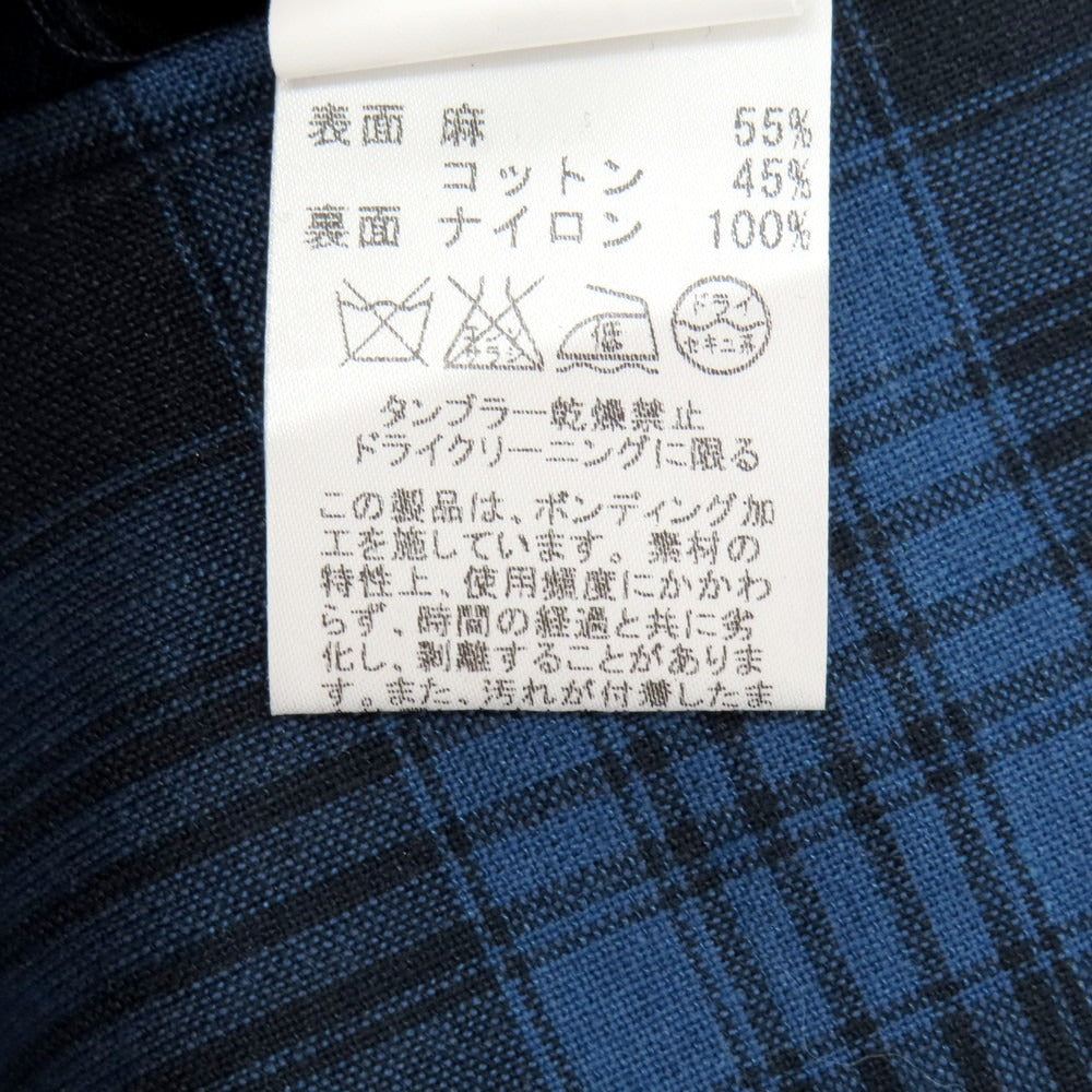 【中古】ヴァルスター Valstar リネンコットン チェック ステンカラーコート ネイビー【 44 】【 状態ランクD 】【 メンズ 】