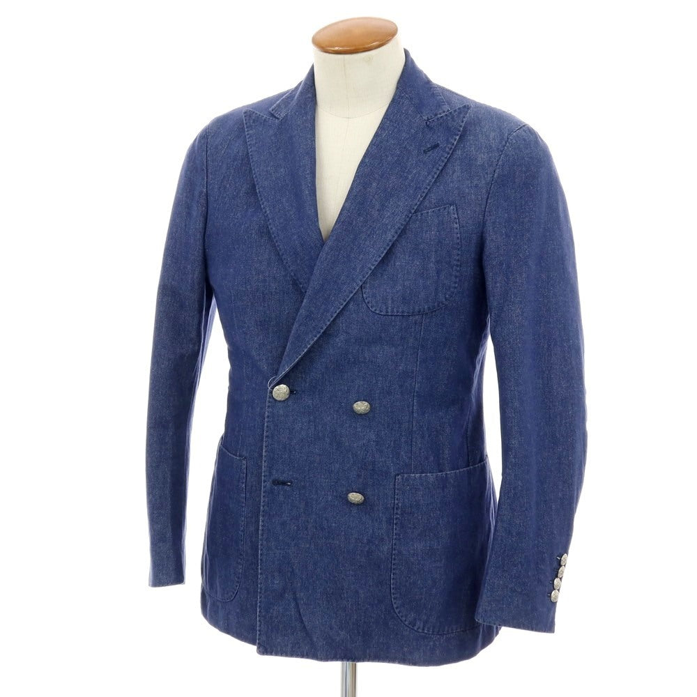 【中古】ラルディーニ LARDINI コットン デニム ダブル4B カジュアルジャケット ネイビー【サイズ46】【 状態ランクB 】【 メンズ 】