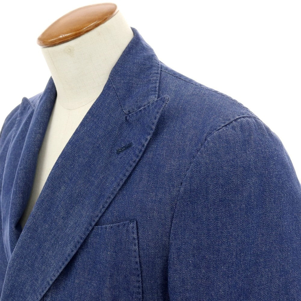 【中古】ラルディーニ LARDINI コットン デニム ダブル4B カジュアルジャケット ネイビー【サイズ46】【 状態ランクB 】【 メンズ 】