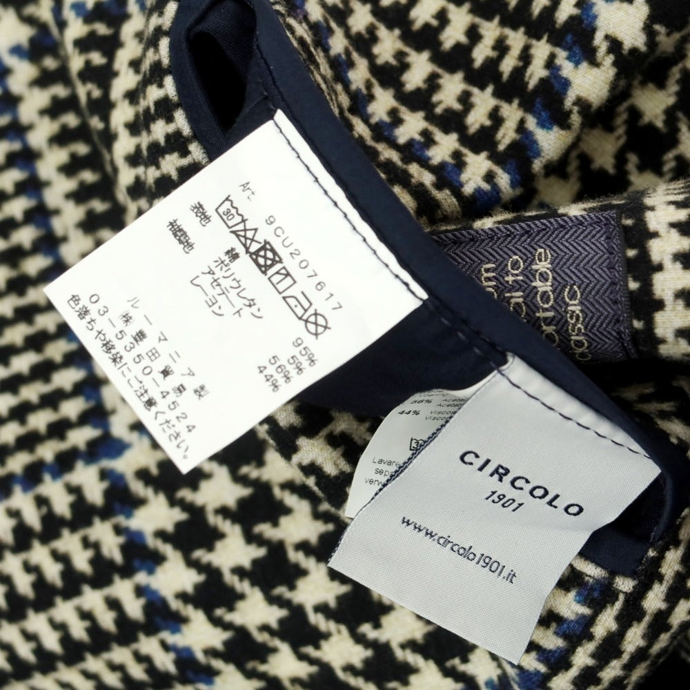 【中古】チルコロ1901 CIRCOLO 1901 ジャージーコットン チェック カジュアルジャケット ブラックxホワイト【 46 】【 状態ランクB 】【 メンズ 】