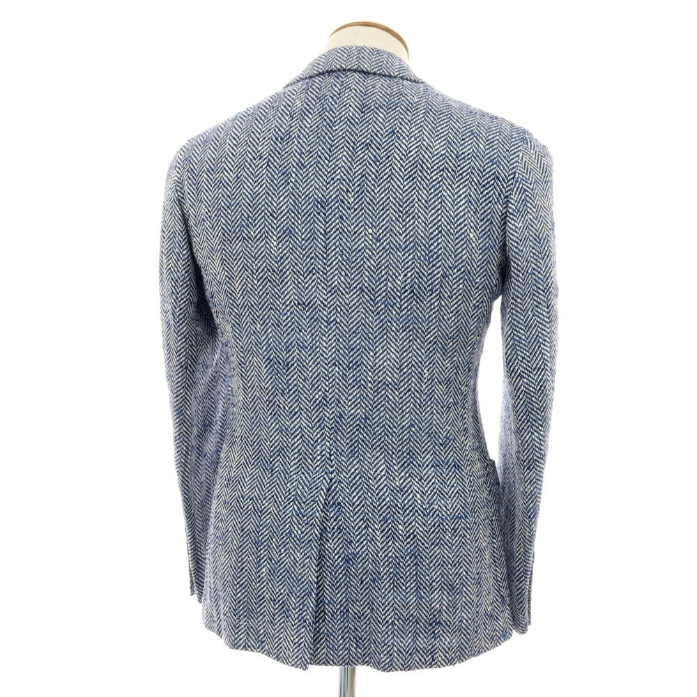 【中古】エルネスト ernesto GFB シルクコットン ヘリンボーン 2B カジュアルジャケット ネイビー【サイズ46】【 状態ランクC 】【 メンズ 】