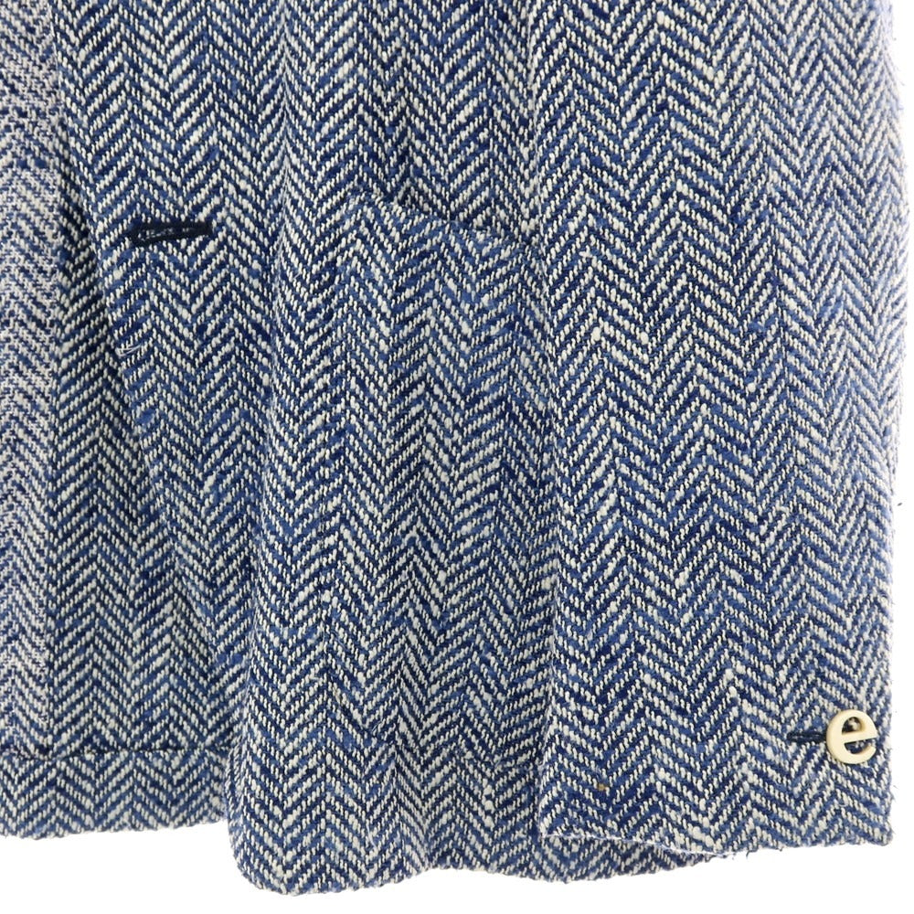 【中古】エルネスト ernesto GFB シルクコットン ヘリンボーン 2B カジュアルジャケット ネイビー【サイズ46】【 状態ランクC 】【 メンズ 】