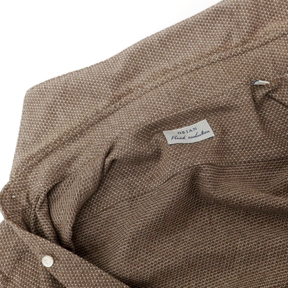 【中古】オリアン ORIAN コットン ジャージー カッタウェイ カジュアルシャツ ブラウンxホワイト【 S 】【 状態ランクC 】【 メンズ 】