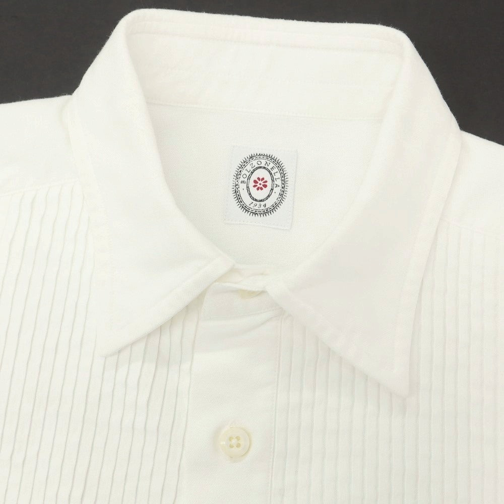 【中古】ボルゾネッラ BOLZONELLA コットン ブザム レギュラーカラー カジュアルシャツ ホワイト【 37 】【 状態ランクB 】【 メンズ 】