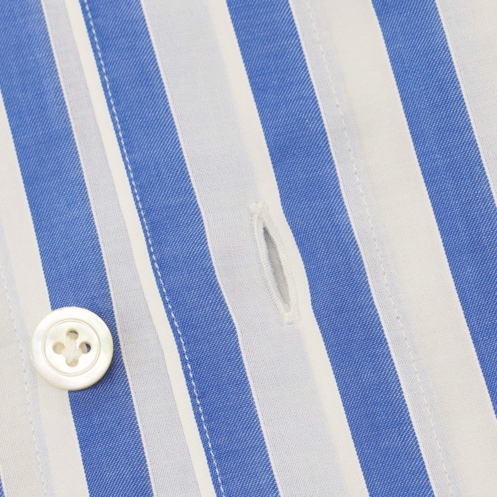 【中古】フィナモレ Finamore コットン ストライプ カッタウェイ カジュアルシャツ ホワイトxブルー【 37 】【 状態ランクC 】【 メンズ 】