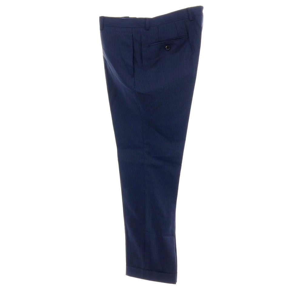 【中古】ユニバーサルランゲージ UNIVERSAL LANGUAGE ウール ストライプ 3つボタンスーツ ネイビーxブルー【サイズ48】【 状態ランクB 】【 メンズ 】