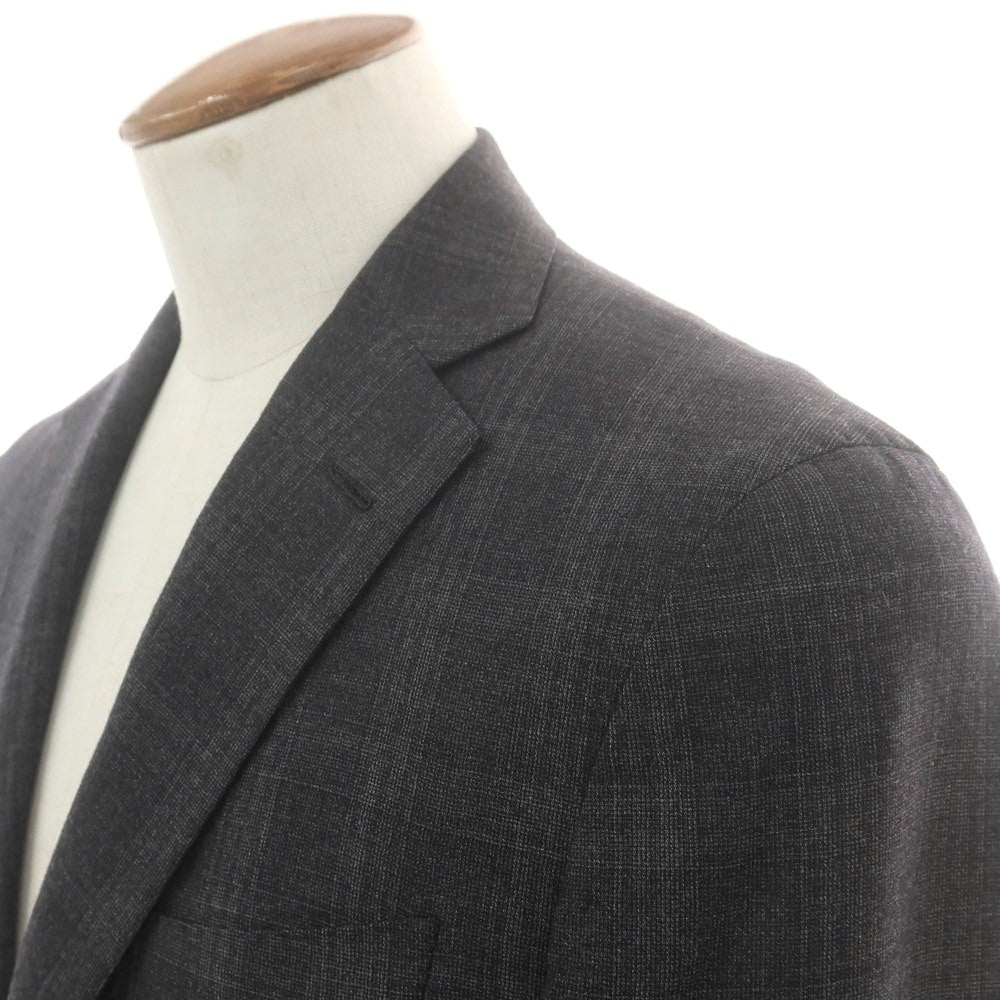 【中古】ユニバーサルランゲージ UNIVERSAL LANGUAGE SUPER130’S ウール チェック 2つボタンスーツ グレー【 48 】【 状態ランクC 】【 メンズ 】
