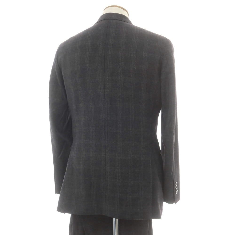 【中古】ユニバーサルランゲージ UNIVERSAL LANGUAGE SUPER130’S ウール チェック 2つボタンスーツ グレー【 48 】【 状態ランクC 】【 メンズ 】