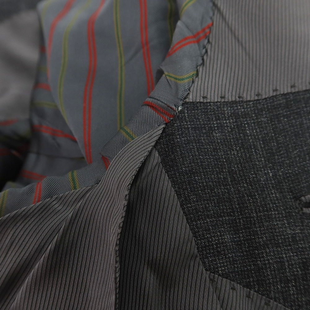 【中古】ユニバーサルランゲージ UNIVERSAL LANGUAGE SUPER130’S ウール チェック 2つボタンスーツ グレー【 48 】【 状態ランクC 】【 メンズ 】