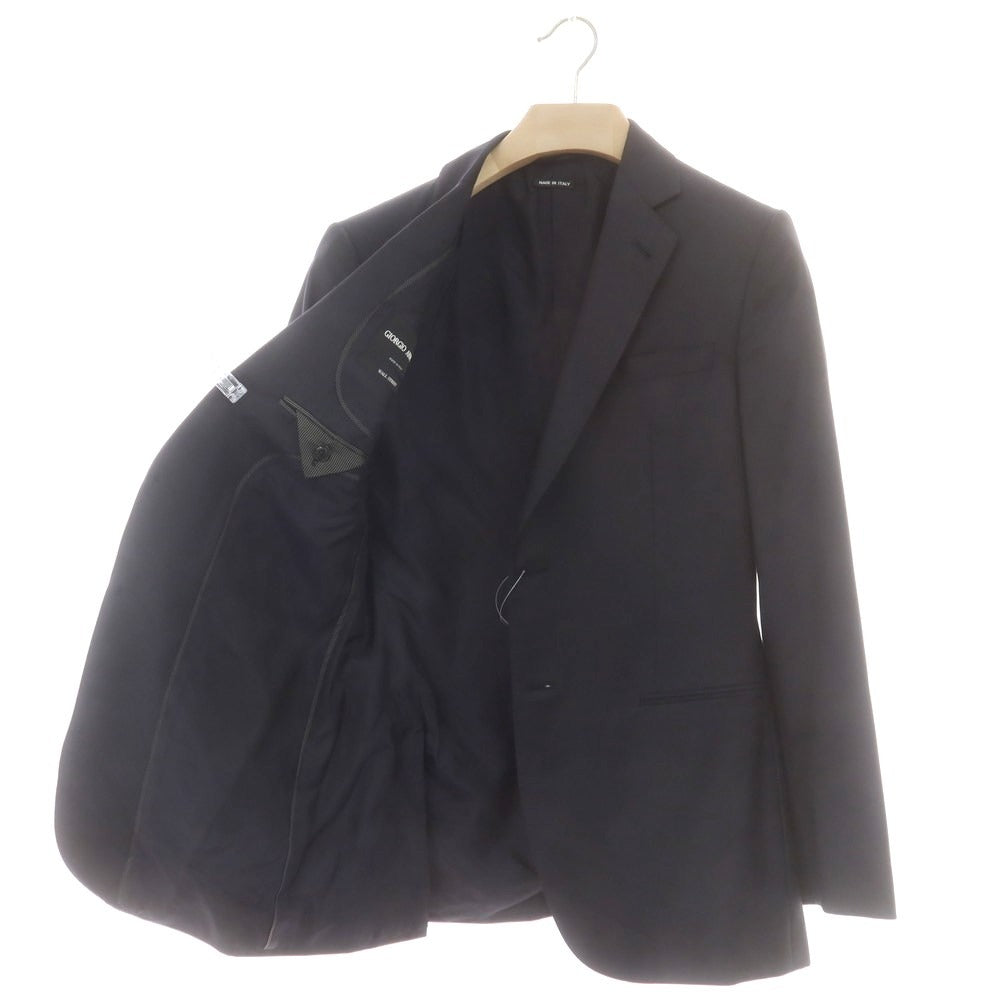 【中古】ジョルジオアルマーニ GIORGIO ARMANI WALL STREET ウールカシミヤ 2つボタンスーツ ブラックネイビー【 46 】【 状態ランクA 】【 メンズ 】