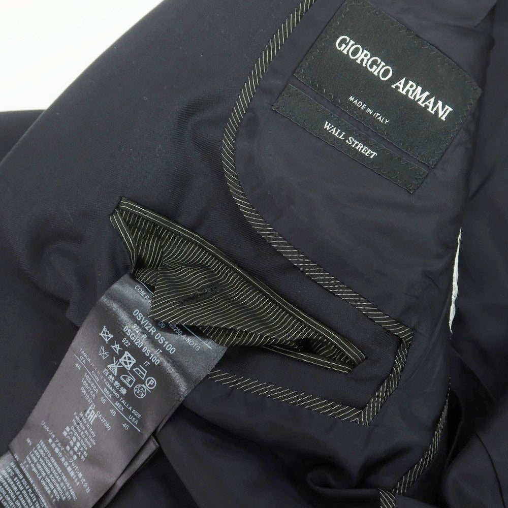 【中古】ジョルジオアルマーニ GIORGIO ARMANI WALL STREET ウールカシミヤ 2つボタンスーツ ブラックネイビー【 46 】【 状態ランクA 】【 メンズ 】