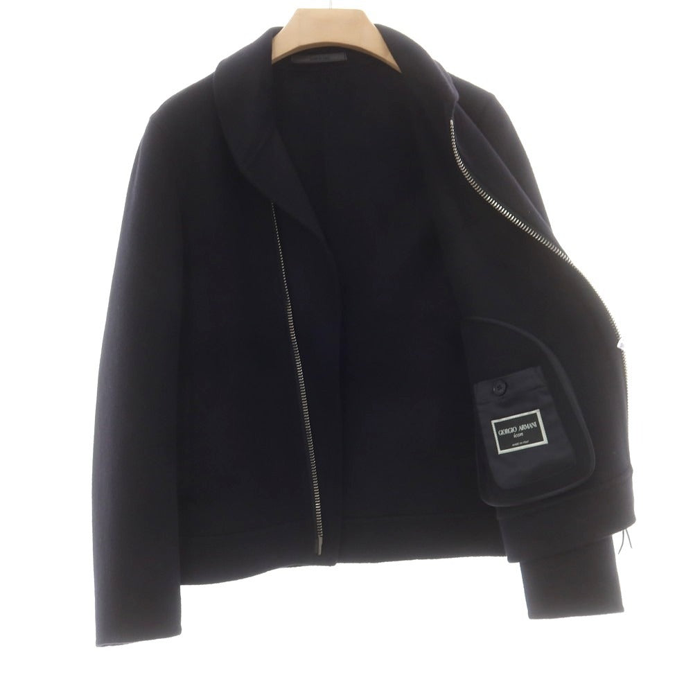 【中古】ジョルジオアルマーニ GIORGIO ARMANI カシミヤ ショールカラーダブルライダースジャケット ブラック【 46 】【 状態ランクA 】【 メンズ 】