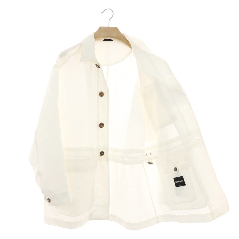 【中古】ジョルジオアルマーニ GIORGIO ARMANI リネンコットン ミリタリージャケット ホワイト【 44 】【 状態ランクB 】【 メンズ 】