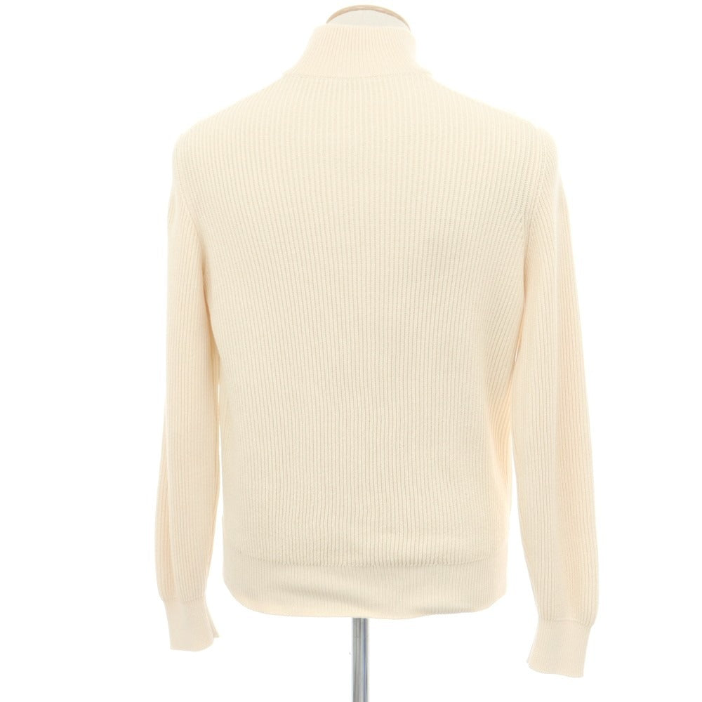 【中古】ブルネロクチネリ Brunello Cucinelli レザー コットン ニットブルゾン ライトベージュxアイボリー【 XXS 】【 状態ランクB 】【 メンズ 】