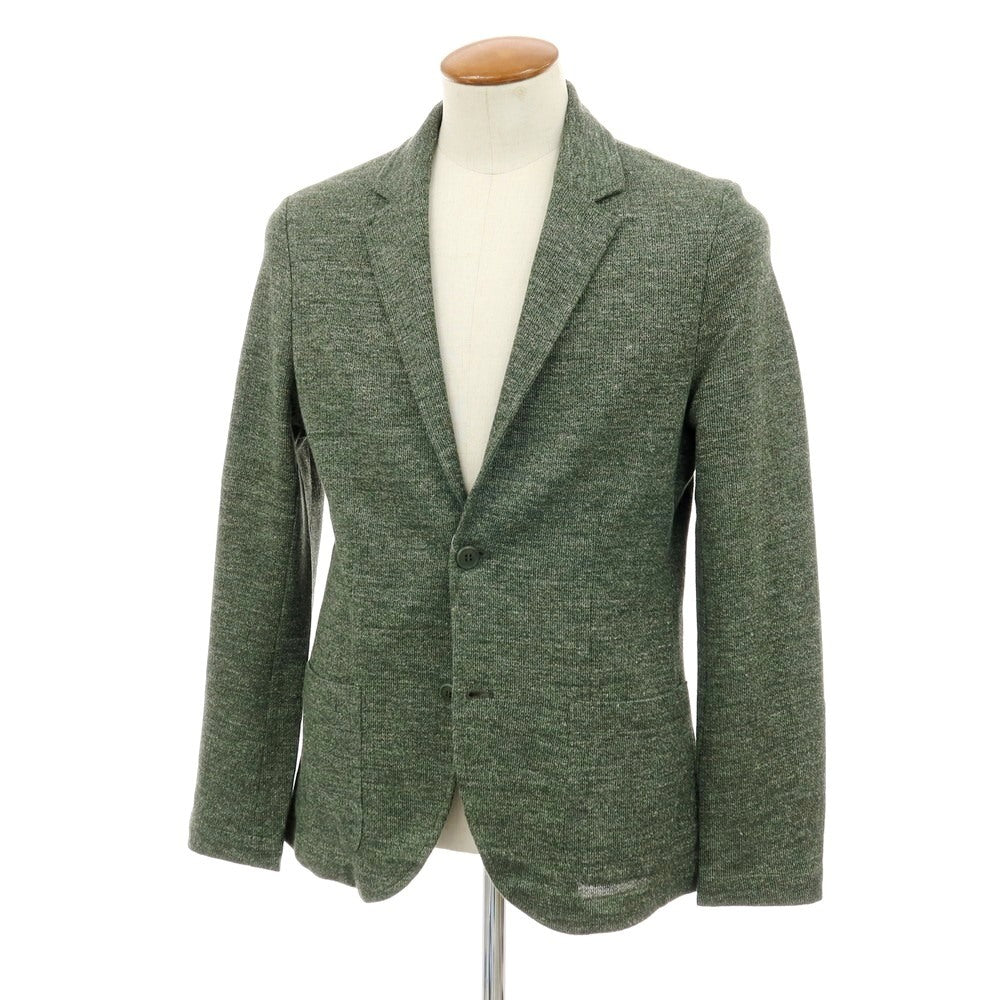 【中古】ファルコネリ Falconeri リネンコットン 2B ニットジャケット グリーン【サイズ48】【 状態ランクA 】【 メンズ 】