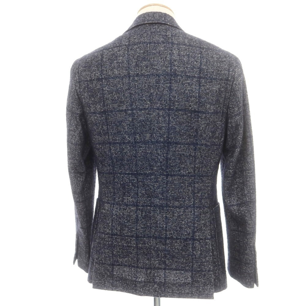 【中古】ブルネロクチネリ Brunello Cucinelli アルパカウール チェック カジュアルジャケット ネイビーxホワイト【 44 】【 状態ランクC 】【 メンズ 】