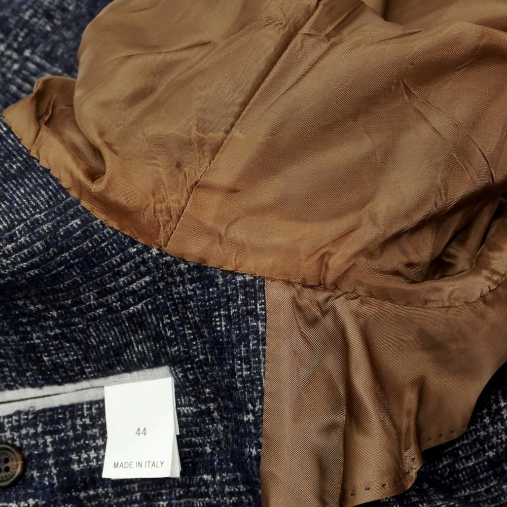 【中古】ブルネロクチネリ Brunello Cucinelli アルパカウール チェック カジュアルジャケット ネイビーxホワイト【 44 】【 状態ランクC 】【 メンズ 】