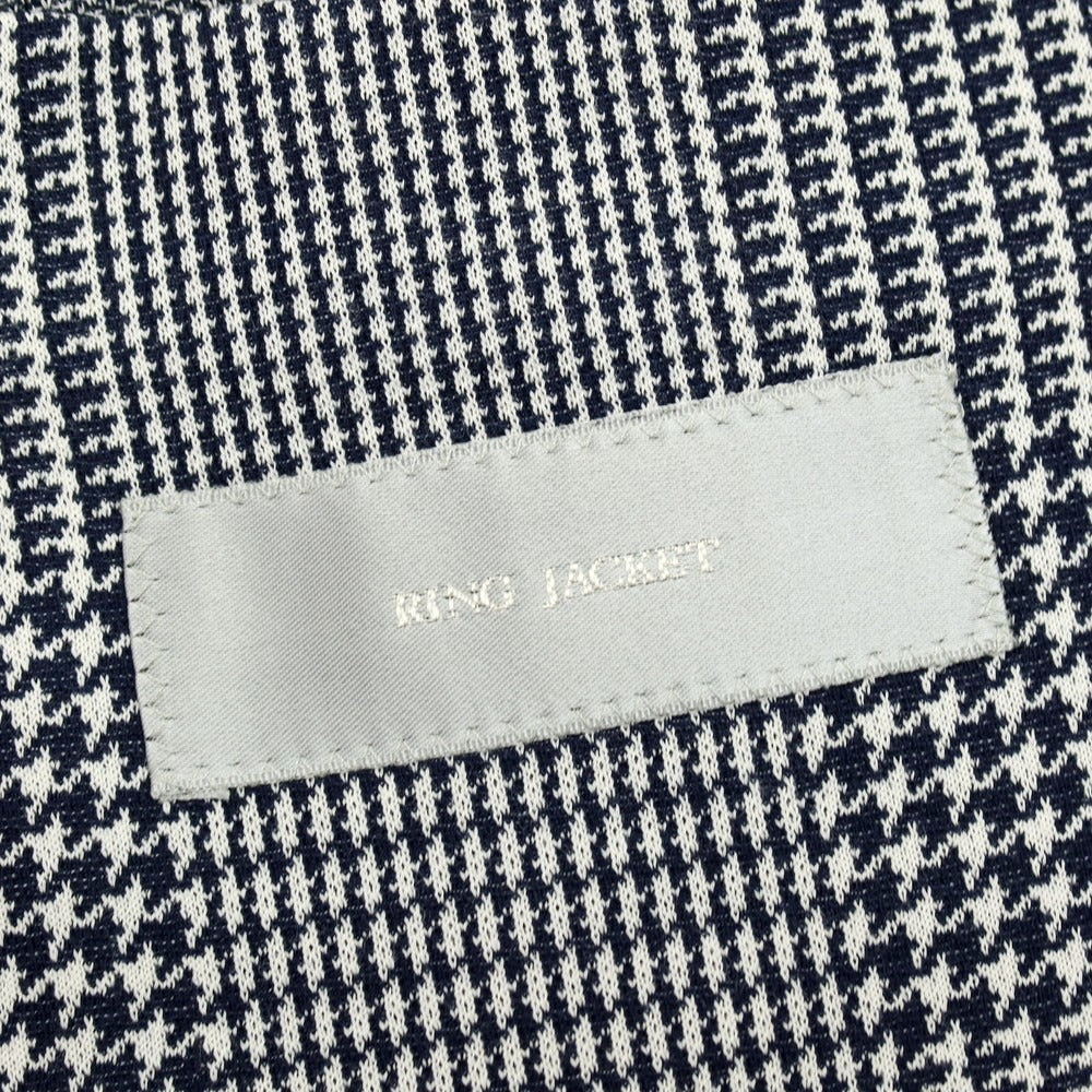 【中古】リングヂャケット RING JACKET コットン ジャージー グレンチェック 3B カジュアルジャケット ネイビーxホワイト【サイズ48】【 状態ランクC 】【 メンズ 】