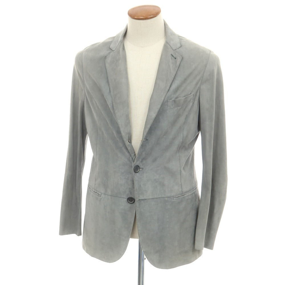 【中古】ジョルジオアルマーニ GIORGIO ARMANI ラムレザー カジュアルジャケット グレー【 46 】【 状態ランクD 】【 メンズ 】